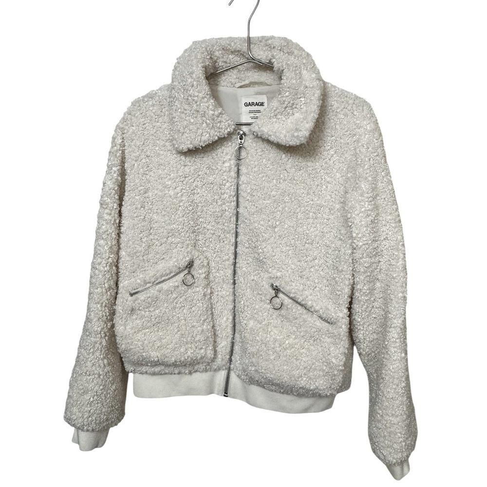 Garage High End White Sherpa Style Fuzzy Women’s L Fleece Jacket